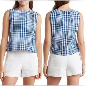NWT THEORY Dillon Plaid Cropped Blouse Small